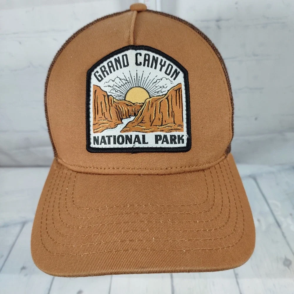 Grand Canyon National Park Patch Trucker Hat, Adjustable, Brown, Mesh Mad Engine